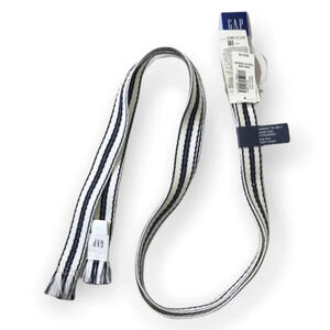 GAP NWT Woven Fringe Tied Belt Navy White Stripe Nautical Preppy O/S